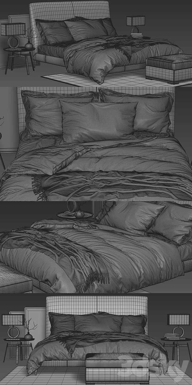 Maxalto Demetra Bed 3DS Max Model - thumbnail 3