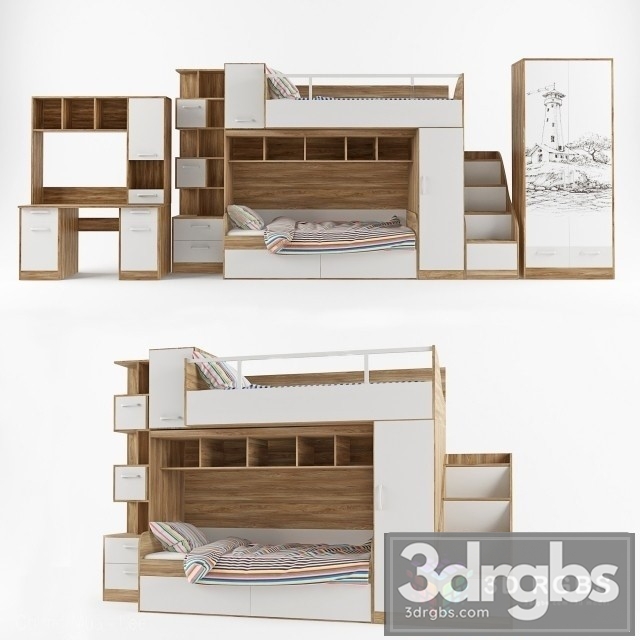 Mebel Detskaya Bed 3dsmax Download - thumbnail 1