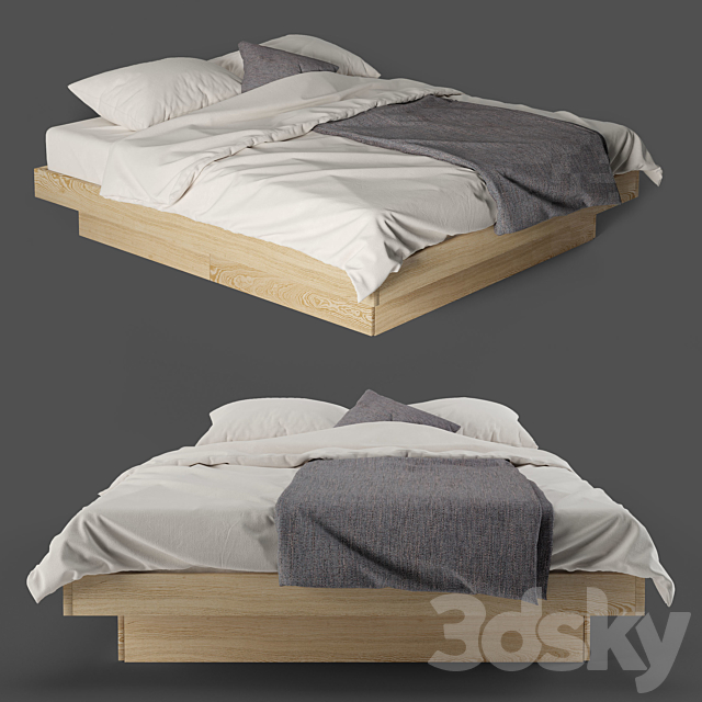 Meiko Super King Size Platform Bed with Drawers 3DSMax File - thumbnail 1