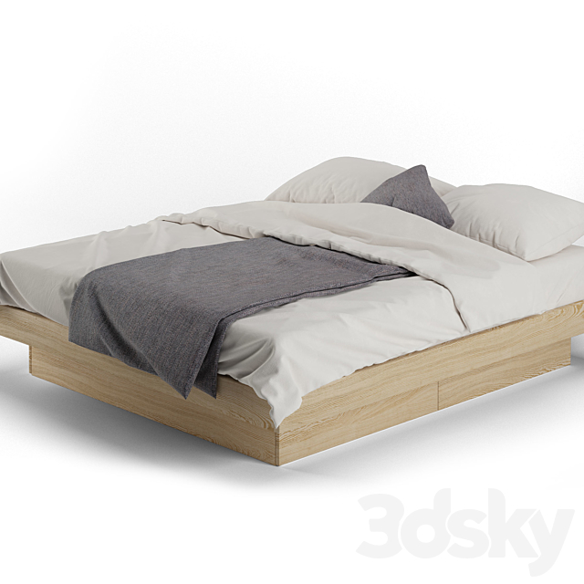 Meiko Super King Size Platform Bed with Drawers 3DSMax File - thumbnail 3