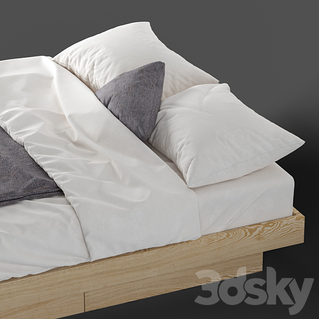 Meiko Super King Size Platform Bed with Drawers 3DSMax File - thumbnail 4