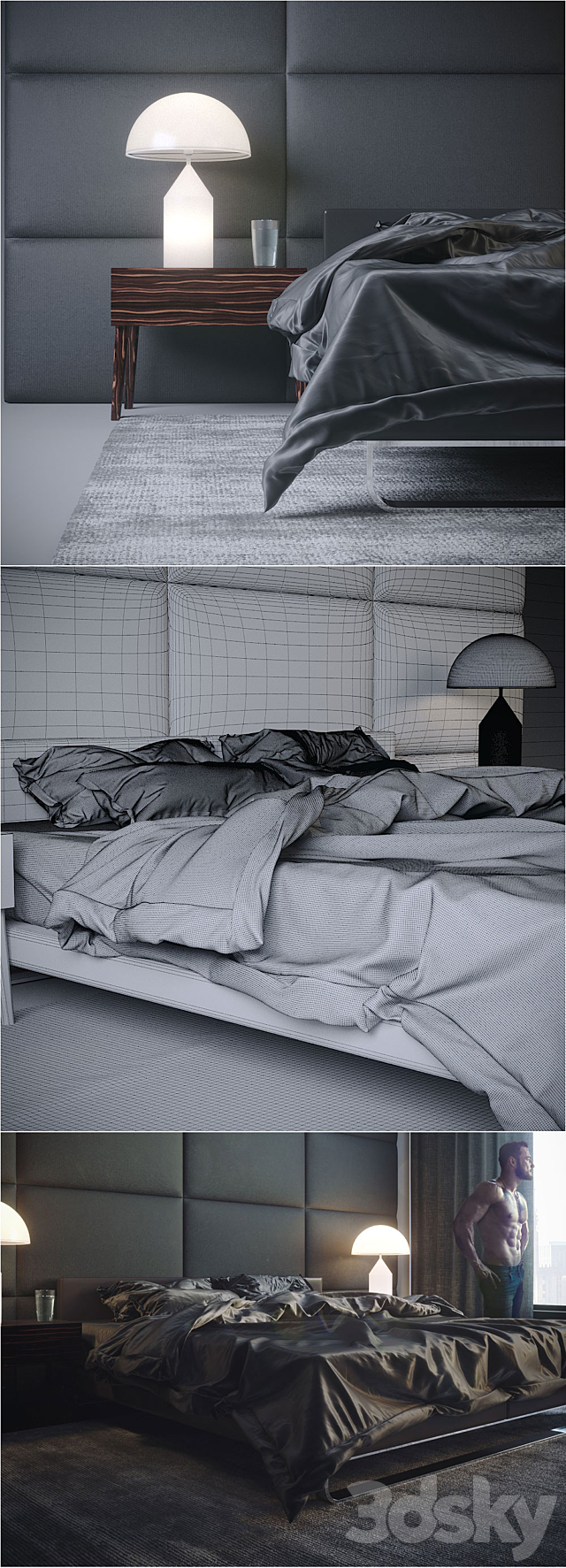 Men’s_bed 3DS Max Model - thumbnail 2