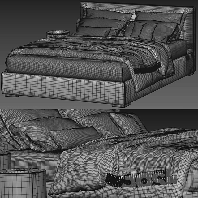 Meridiani Stone Bed 3DS Max Model - thumbnail 4