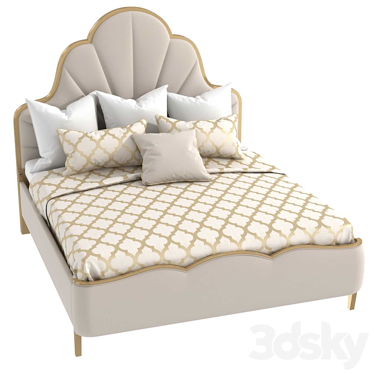 Michael Amini AICO MALIBU CREST Cal King Scalloped Panel Bed 3DS Max Model - thumbnail 1