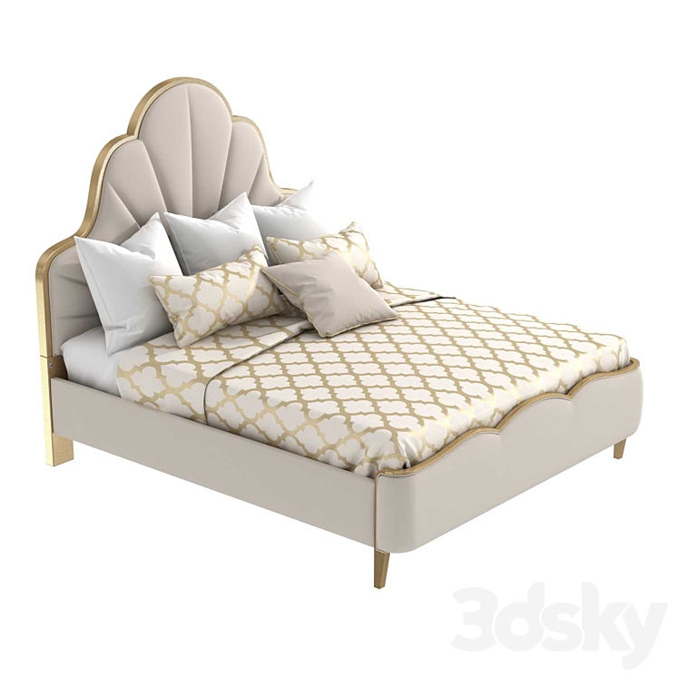 Michael Amini AICO MALIBU CREST Cal King Scalloped Panel Bed 3DS Max Model - thumbnail 2