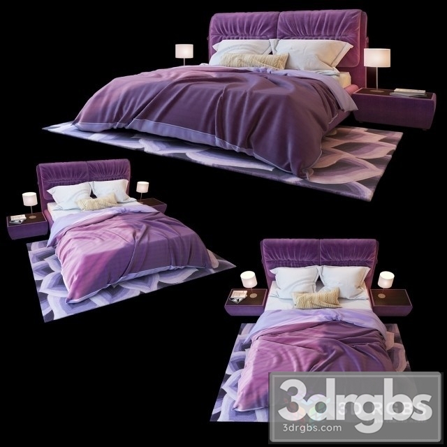 Milana Velvet Bed 3dsmax Download - thumbnail 1