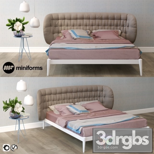 Miniforms Shiko Capitone Bed 3dsmax Download - thumbnail 1