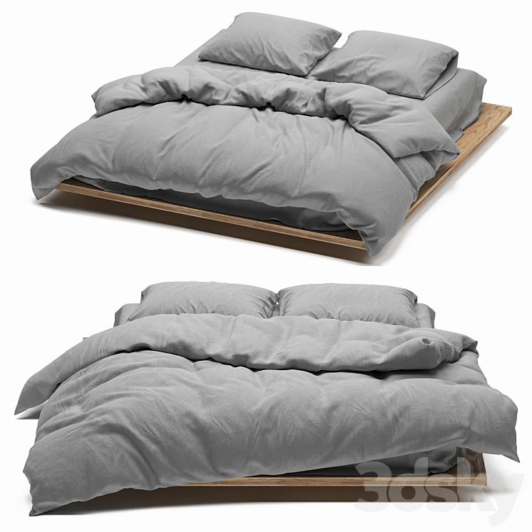 minimalist bed linen 2 3DS Max Model - thumbnail 1