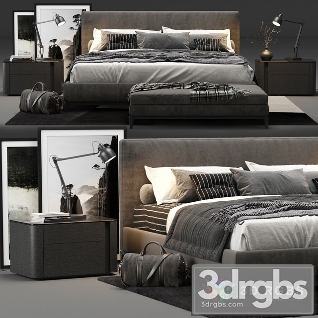 Minotti Andersen Bed 02 3dsmax Download - thumbnail 1