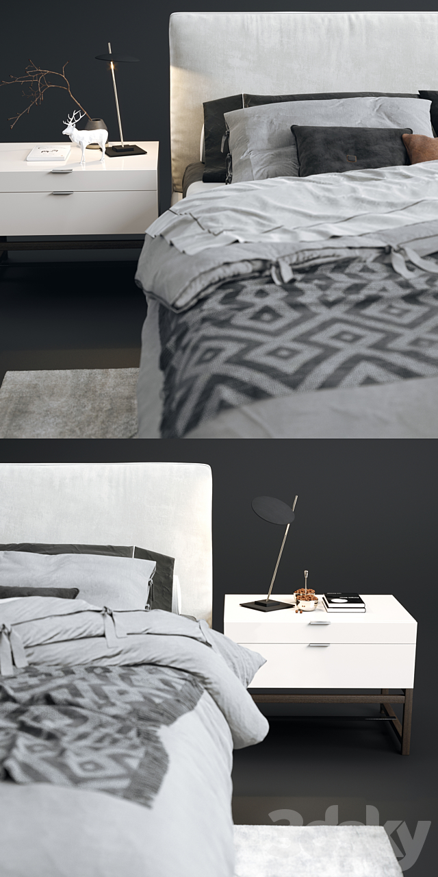 Minotti andersen bed 3DS Max Model - thumbnail 2