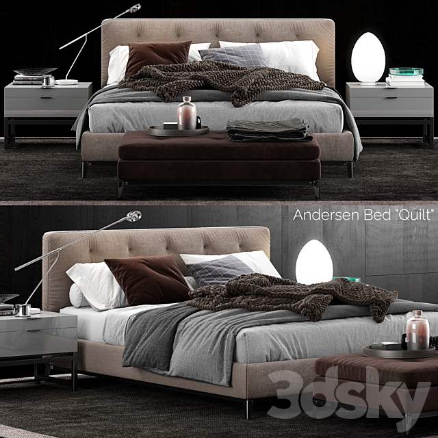 Minotti Andersen Bed Quilt 3DSMax File - thumbnail 1