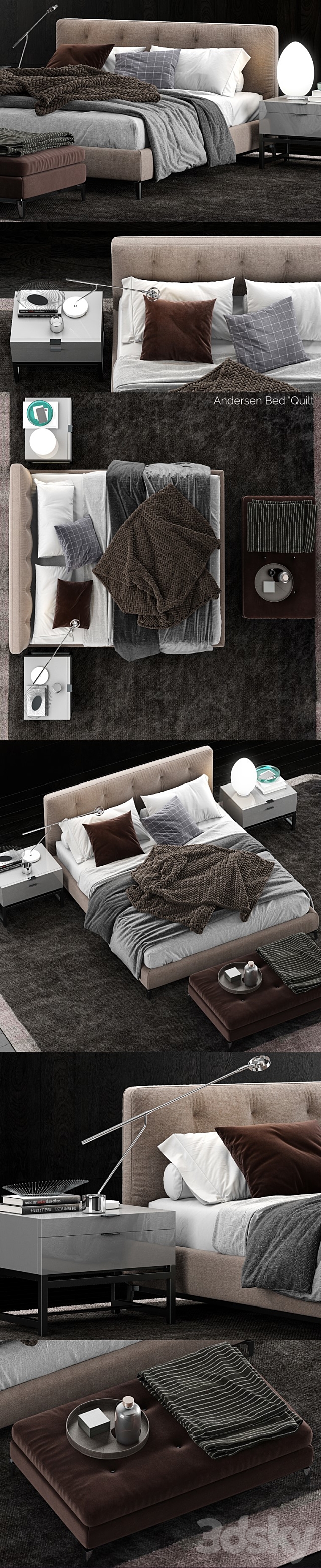 Minotti Andersen Bed Quilt 3DSMax File - thumbnail 2