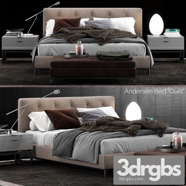 Minotti Andersen Quilt Bed 3dsmax Download - thumbnail 1