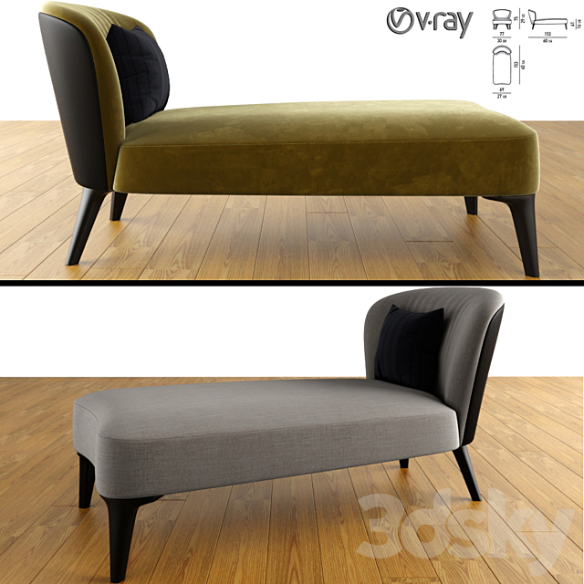 Minotti Aston Daybed With Pillow 3DSMax File - thumbnail 2