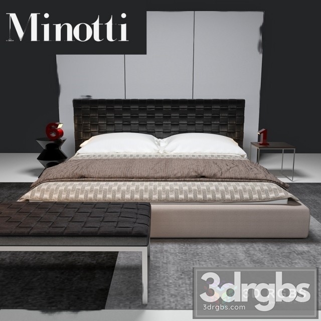 Minotti Bartlett Bed 3dsmax Download - thumbnail 1