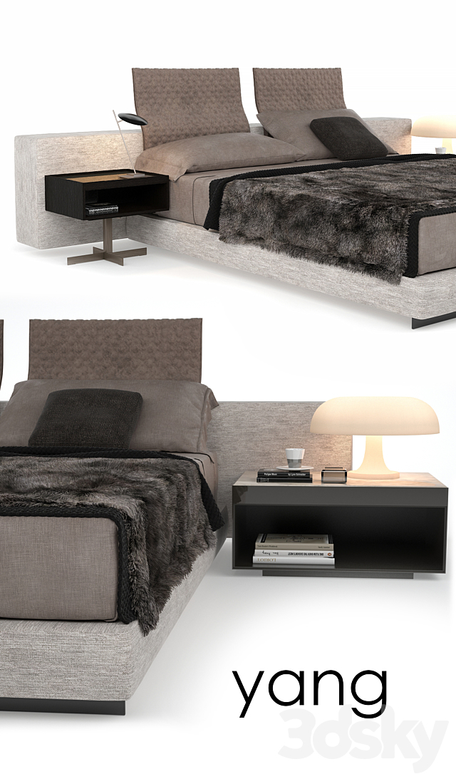 Minotti Bed Yang 3DS Max Model - thumbnail 2