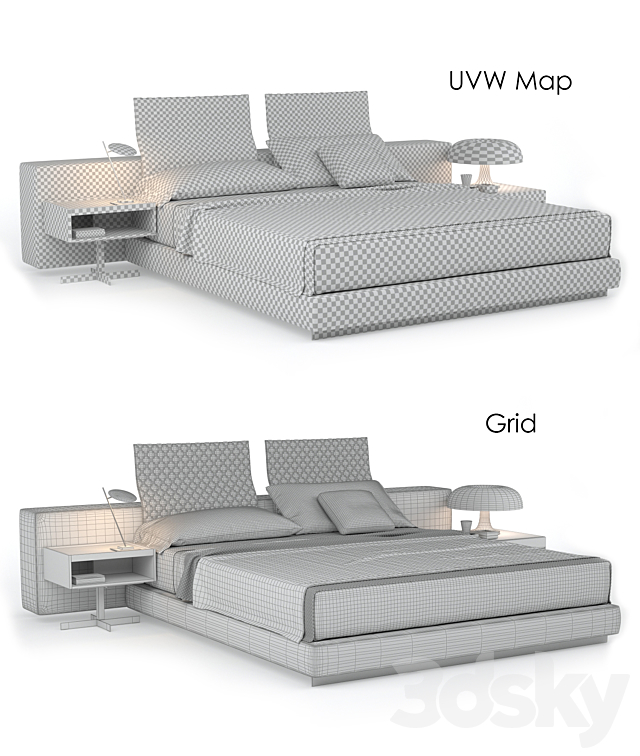 Minotti Bed Yang 3DS Max Model - thumbnail 3