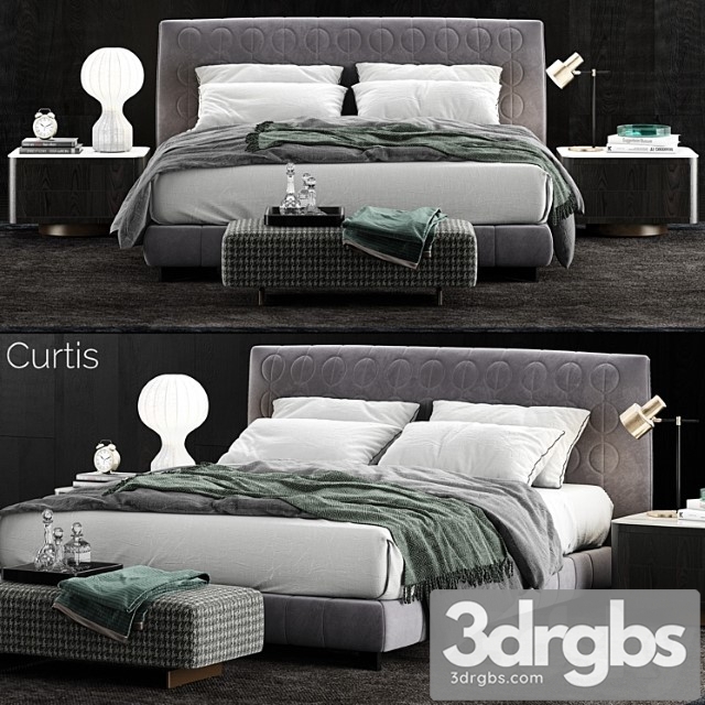 Minotti curtis bed 2 2 3dsmax Download - thumbnail 1