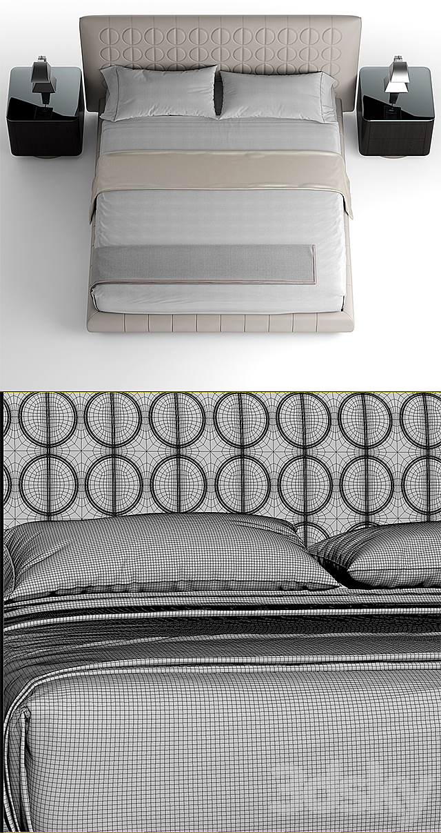 Minotti curtis bed 3DSMax File - thumbnail 3