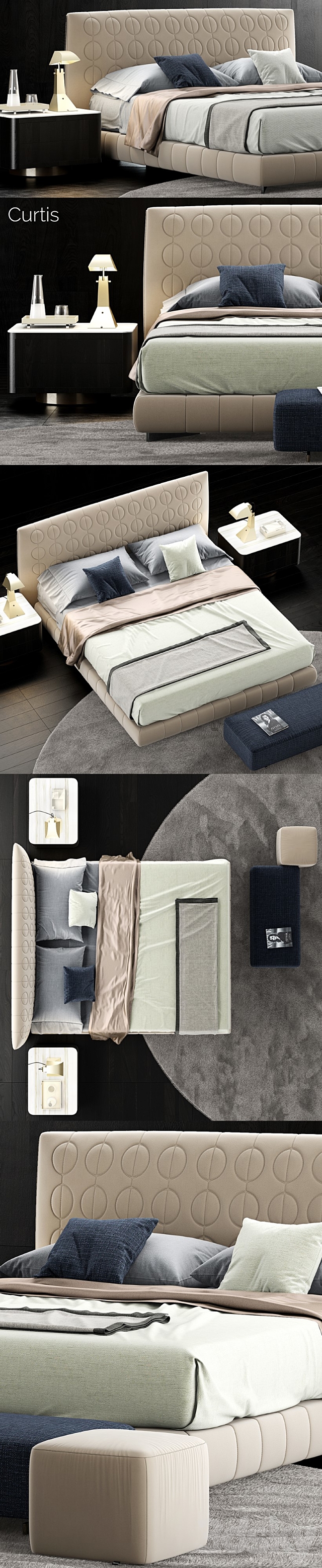 Minotti Curtis Bed 3DSMax File - thumbnail 2