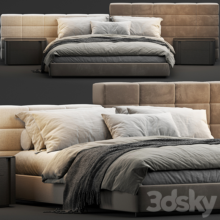 Minotti lawrence bed 3DS Max Model - thumbnail 1