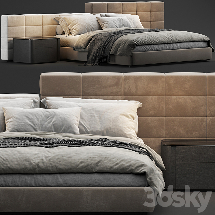 Minotti lawrence bed 3DS Max Model - thumbnail 2