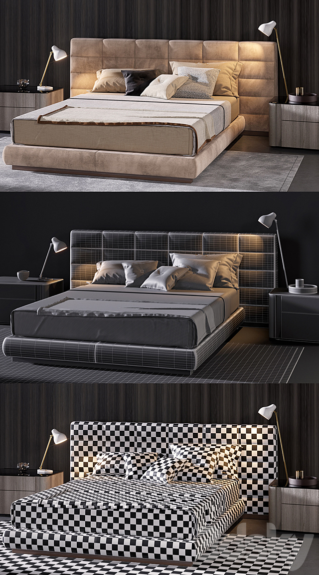 Minotti Lawrence Bed 3DSMax File - thumbnail 3