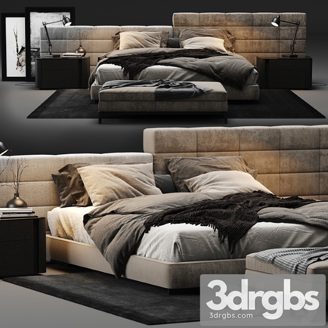 Minotti Lawrence Bed 6 3dsmax Download - thumbnail 1