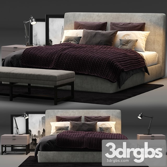 Minotti powell 121 bed 2 3dsmax Download - thumbnail 1