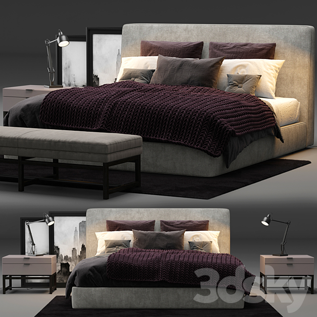 Minotti Powell 121 Bed 3DSMax File - thumbnail 1