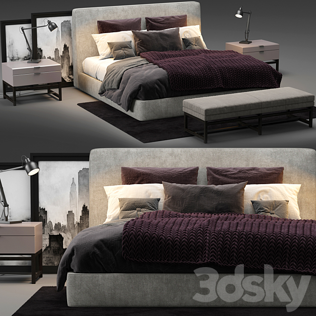 Minotti Powell 121 Bed 3DSMax File - thumbnail 2