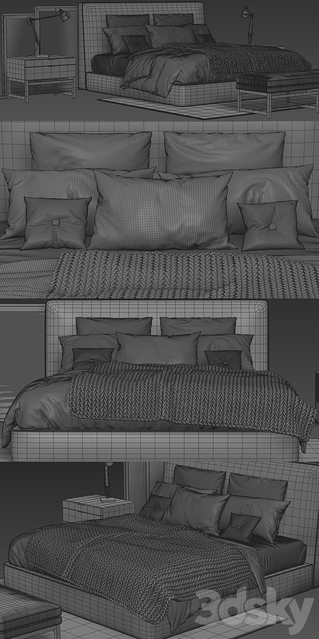 Minotti Powell 121 Bed 3DSMax File - thumbnail 3