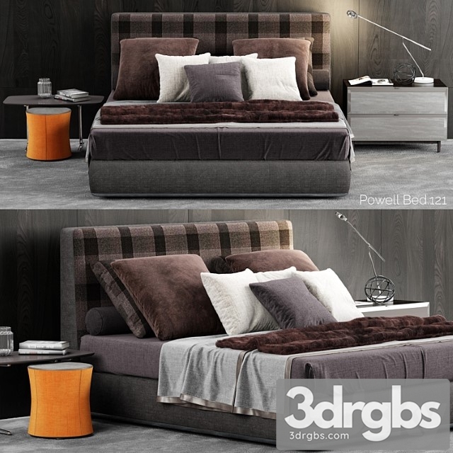 Minotti powell bed.121 2 3dsmax Download - thumbnail 1