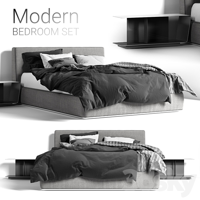 Minotti Powell Bed 3DSMax File - thumbnail 1