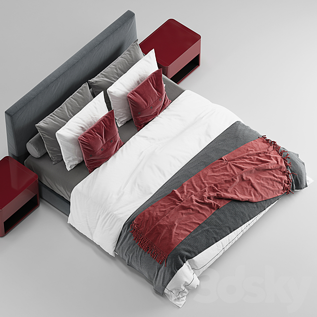 Minotti powell bed 3DSMax File - thumbnail 3