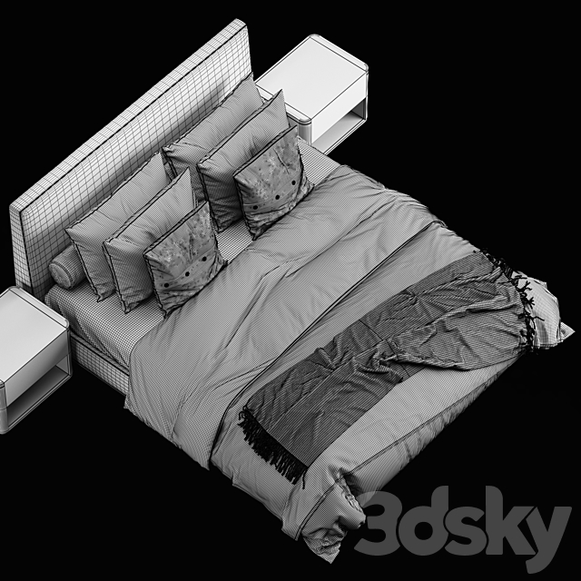 Minotti powell bed 3DSMax File - thumbnail 4