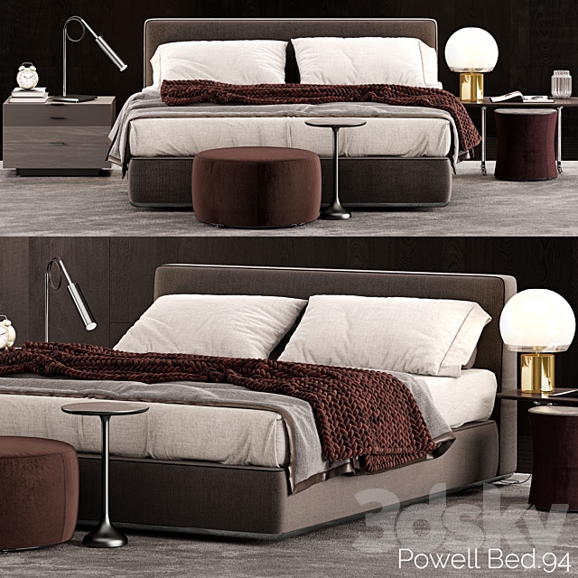 Minotti Powell Bed.94 3DSMax File - thumbnail 1