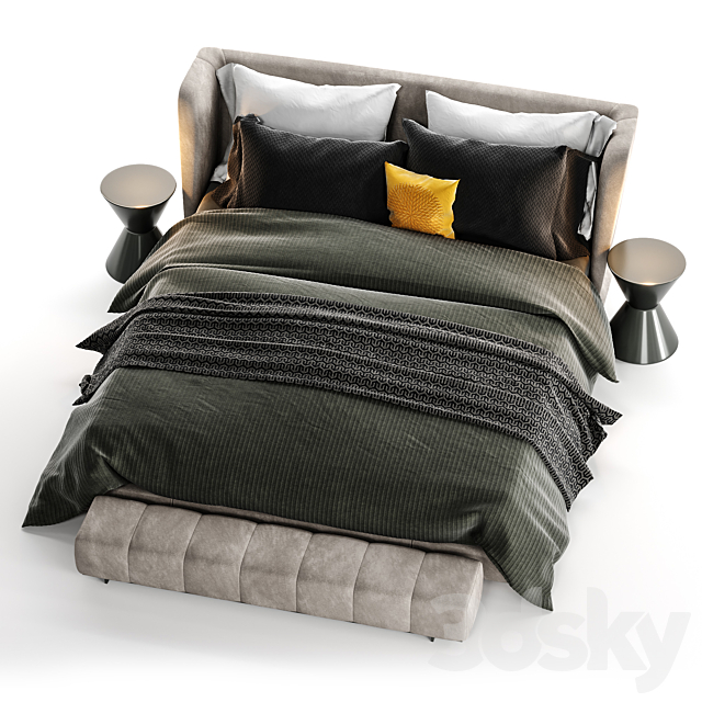 Minotti Reeves Bed 3DS Max Model - thumbnail 2