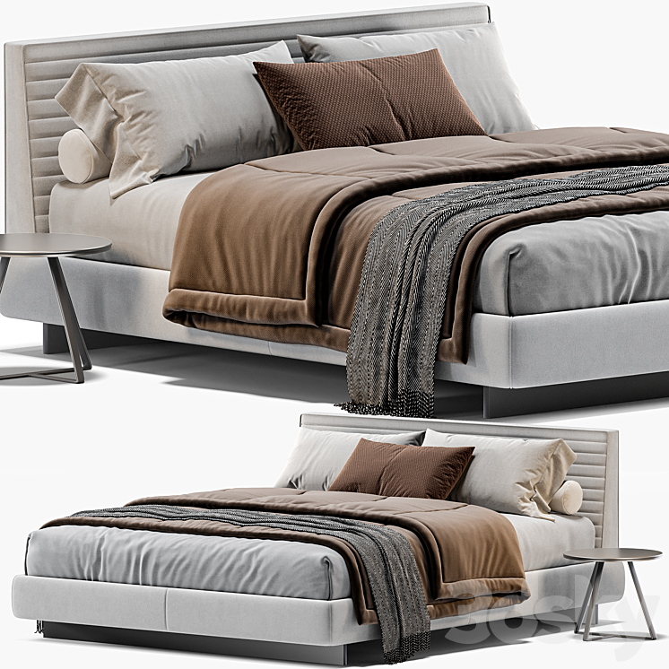 Minotti Roger Bed 3DS Max Model - thumbnail 1