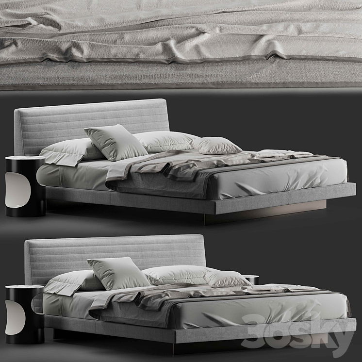 Minotti roger bed 3DS Max Model - thumbnail 1