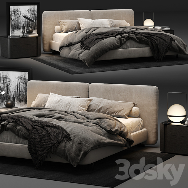 Minotti Tatlin Bed 3DS Max Model - thumbnail 2