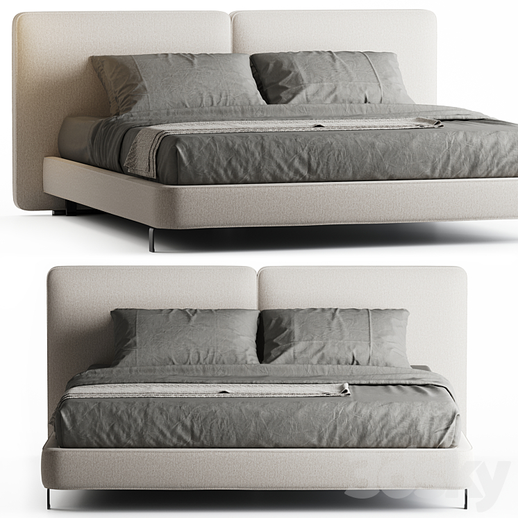 Minotti Tatlin Cover Bed 3DS Max Model - thumbnail 2