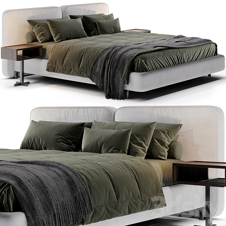 Minotti Tatlin Cover Bed 3DS Max - thumbnail 1