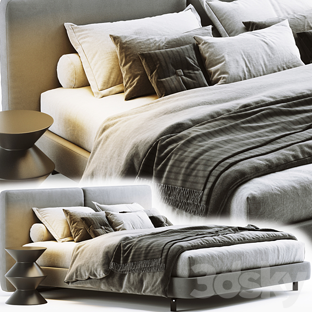 Minotti Tatlin Cover Bed 3DS Max Model - thumbnail 2