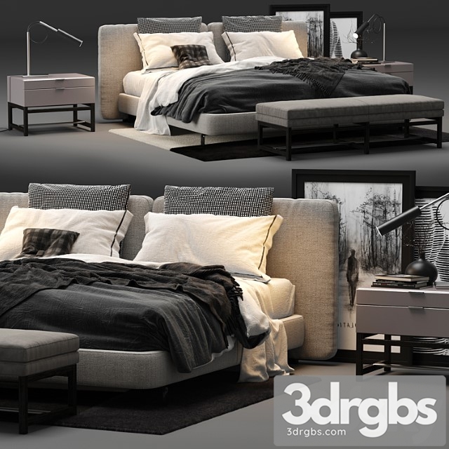 Minotti tatlin cover bed_2 2 3dsmax Download - thumbnail 1