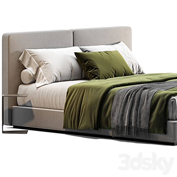 Minotti tatlin ivory bed 3DS Max Model - thumbnail 2