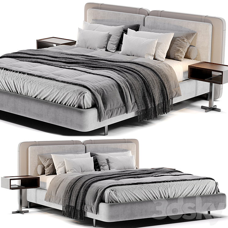 Minotti Tatlin Soft Bed 3DS Max Model - thumbnail 1