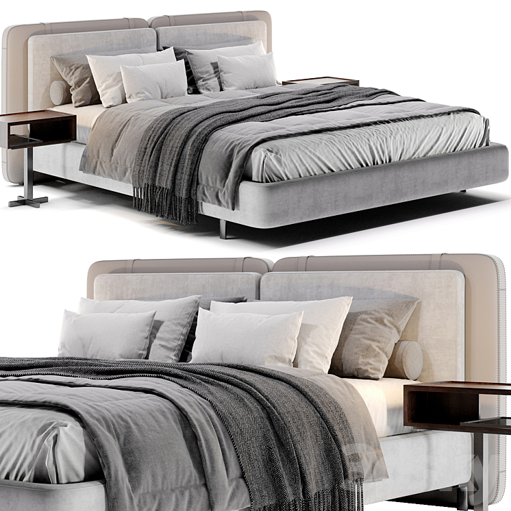 Minotti Tatlin Soft Bed 3DS Max Model - thumbnail 2