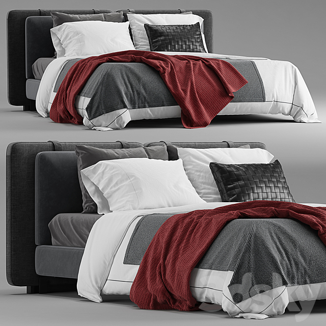 Minotti tatlin soft bed 3DS Max Model - thumbnail 1