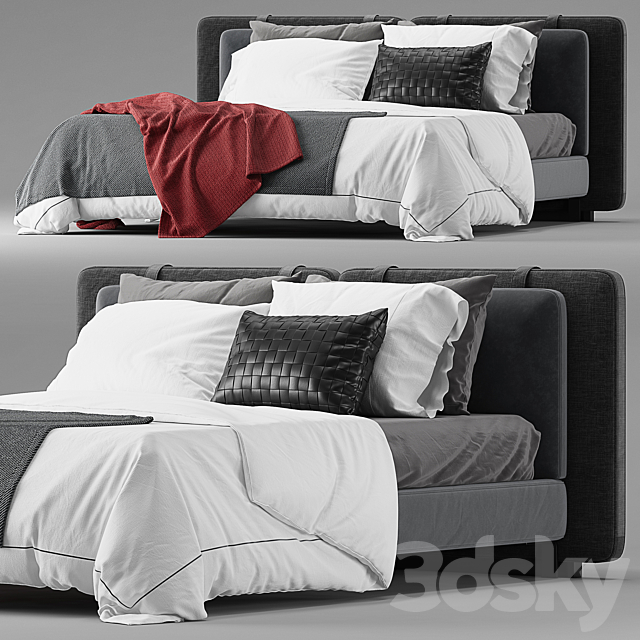 Minotti tatlin soft bed 3DS Max Model - thumbnail 2